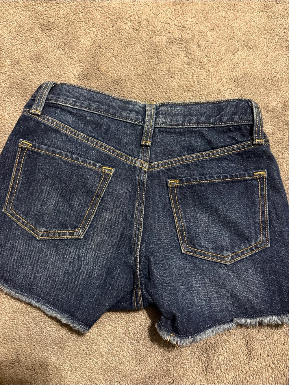 Kids Old Navy Dark Blue Denim Lace-Trim Jean Shorts
